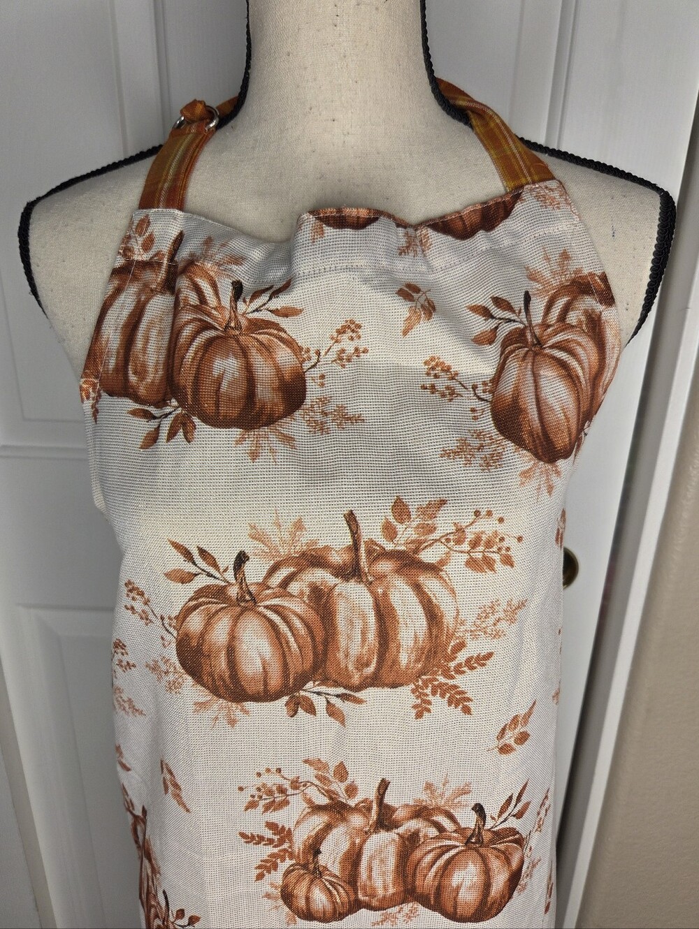 Shabby Chic Pumpkin Kitchen Apron Fall Thanksgiving Halloween